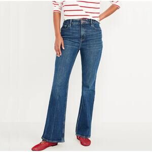 Old Navy Extra High Rise Flare Jeans Size 8 Dark Wash High Waist Flared Jeans